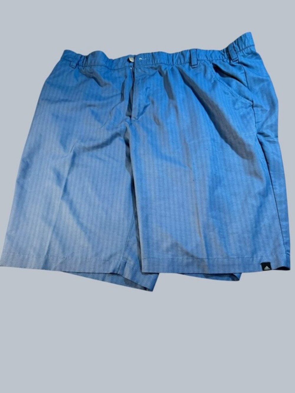 Adidas Golf Shorts Blue Herringbone Print Men's Size 40 Elastic Waist